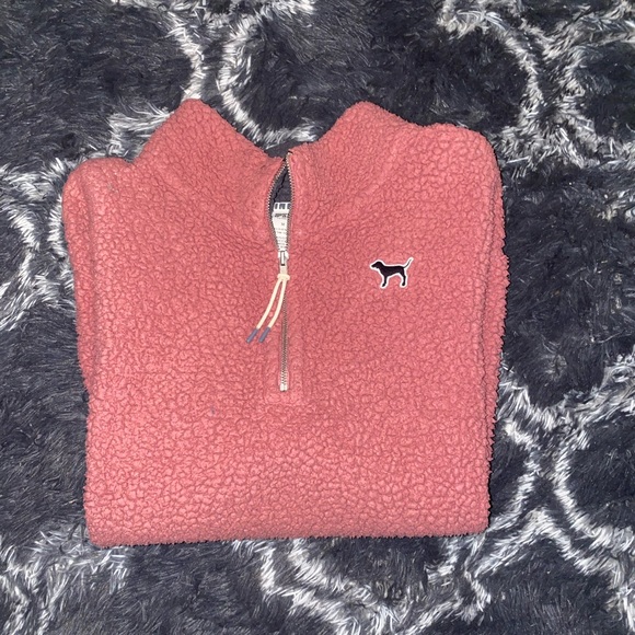 PINK Victoria's Secret Jackets & Blazers - Victoria Secret PINK Sherpa Quarter Zip Pull Over